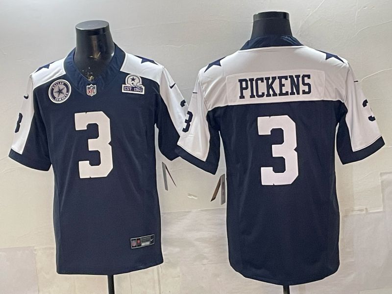 Men 2026 Dallas Cowboys #3 Pickens Blue 3th generations Nike Limited NFL Jersey style 06->dallas cowboys->NFL Jersey